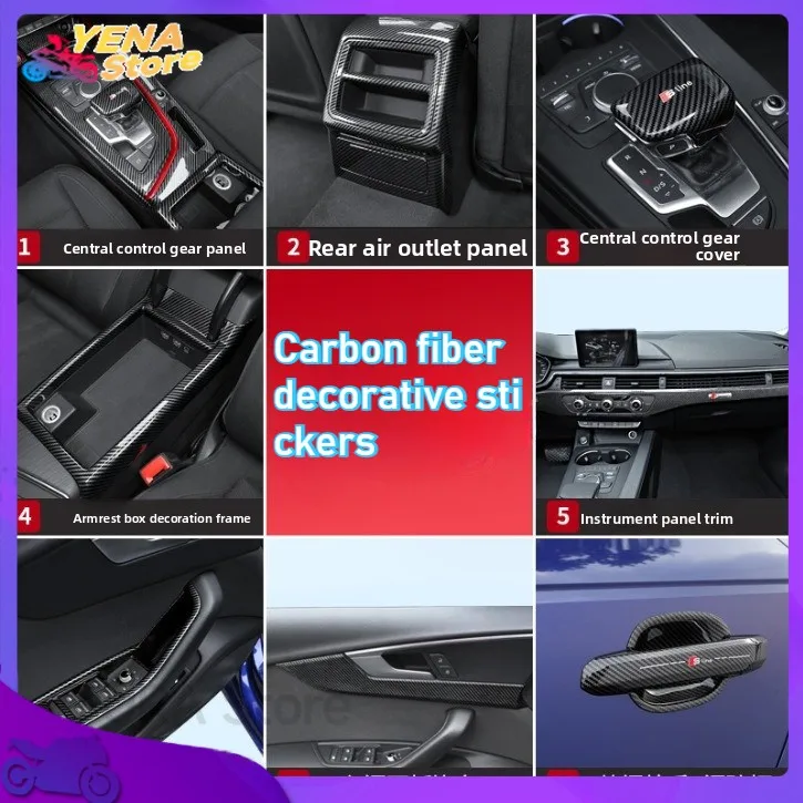 

Applicable to the carbon fiber interior trim, gearshift lever, collar and center console panel cover of Audi A4L from 2017 -2025