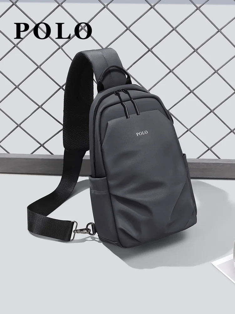 Polo Men's Casual Crossbody Bag Large Capaci Commuter Sports Small Backpack Street Trend Soft Oxford Cloth Zipper Closure