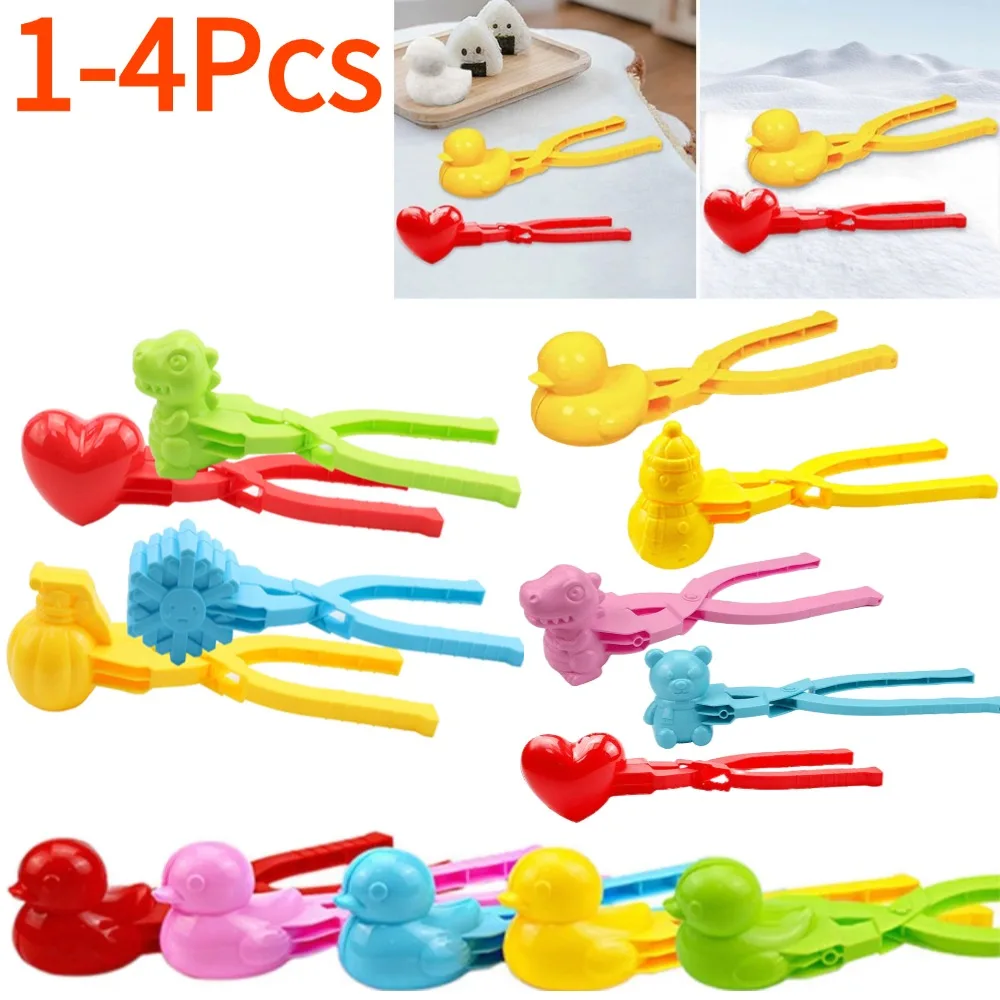 Snowball Maker Clip for Kids Adult Heart Snowflake Duck Shape Clip Tongs for Outdoor Sand Snow Ball Mold Toys Fight Sports Toys