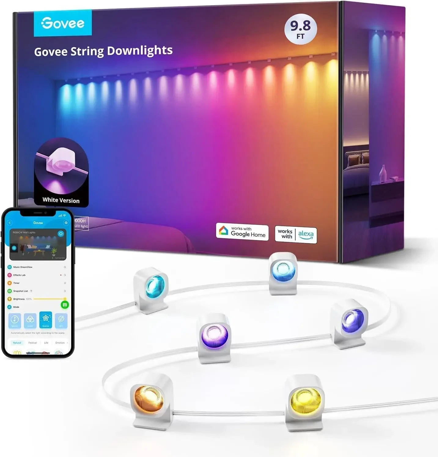 Govee Smart RGBIC Wandleuchte Innen, Led Wandleuchte Kompatibel mit Alexa, WiFi Wandlampe für Party,