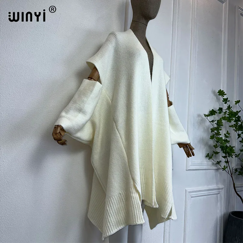 WINYI new Women Knitting elegant coat Catwalk Capes Autumn 2023 Female Fashion kimono Cloak winter clothes women cover-ups dress