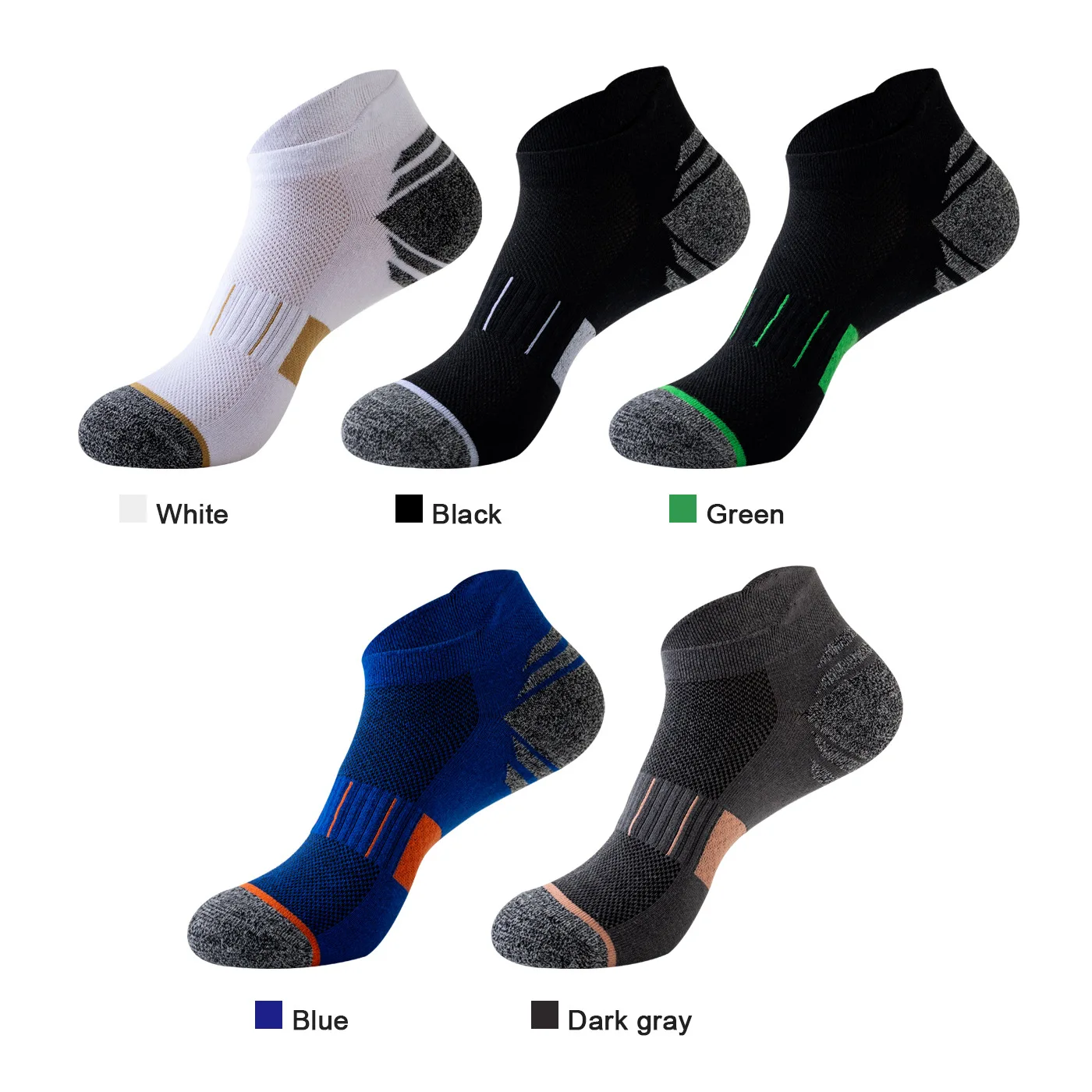 

5Pairs Athletic Crew Dress Men Socks Short Sports sweat-absorbing Breathable odor-proof Run Men Outdoor Cycling 8W166