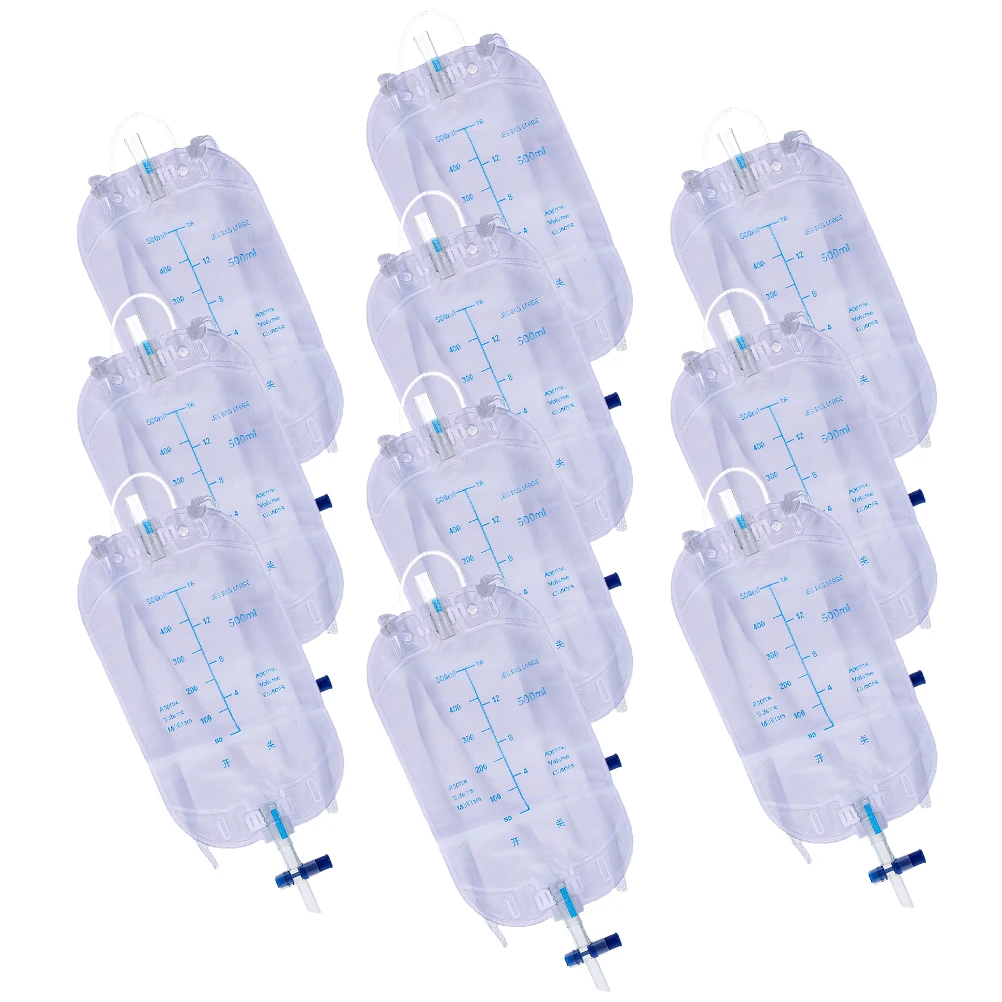 

10pcs Urine Storage Bag 500ml Wearable Drainage Container Long Catheter Male Incontinence Devices Anti Leakage Design
