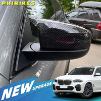 2pcs Excellent Facelifted Side Wing Modified for BMW X5 E70 X6 E71 2008-2013 Mirror Cover Caps Bright Black Carbon Fiber Pattern