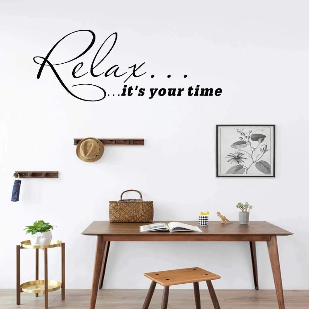Relax It's Your Time Life Quote Wall Sticker Home Decor Removable Living Room Bedroom Office Decoration Poster