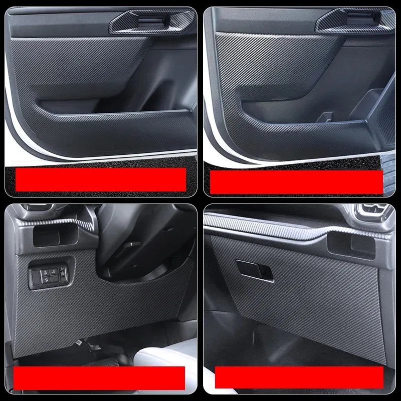 For Ford Ranger T9 2023 2024 Carbon Fiber Leather  Car Accessories Door Anti-kick Pad Protector Mats Cover Sticker