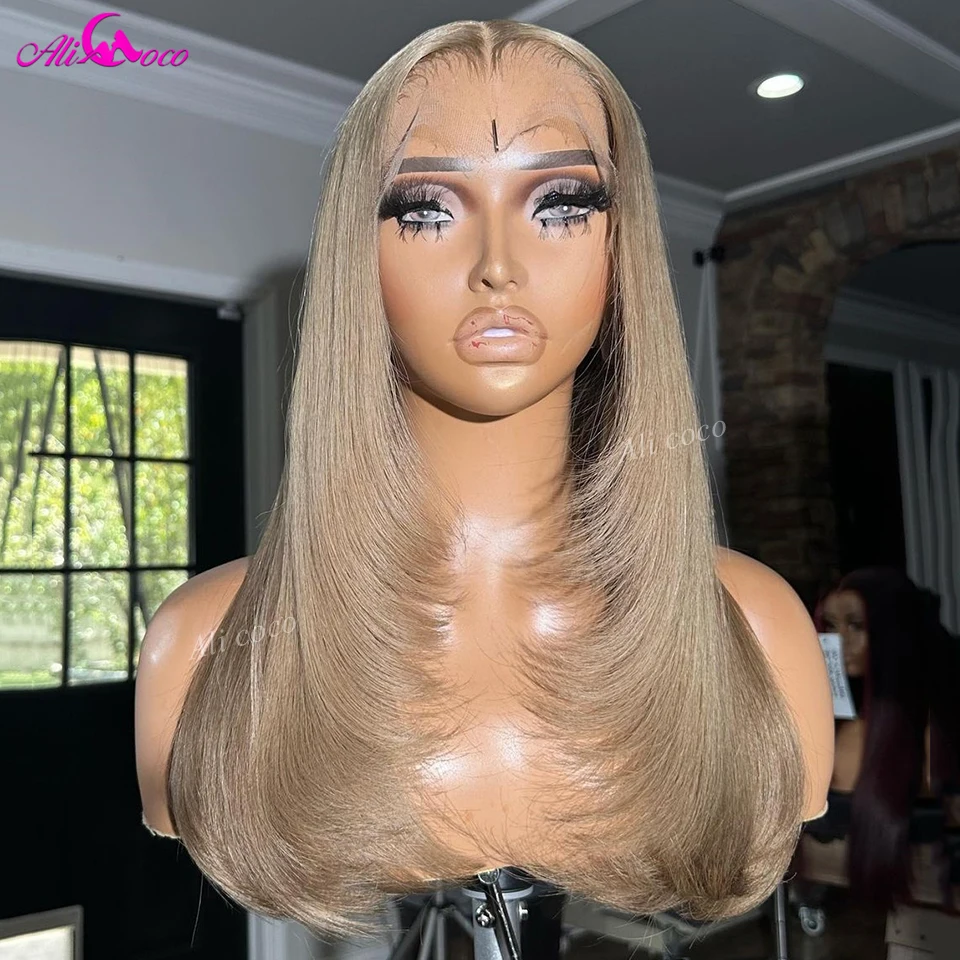 Ash Blonde Straight Human Hair Lace Front Wig 13x4 13x6 Transparent Lace Frontal Wigs For Women Ali Coco Human Hair Remy Wigs