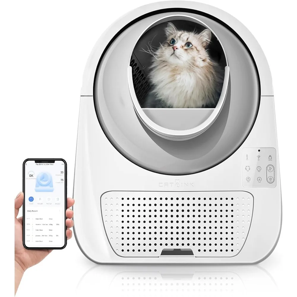 

Self Cleaning Automatic Litter Box for Cats 3.3~22lbs-APP Control,Double Odor Removal-40 Liners&1 Carbon Filter Box Freight free