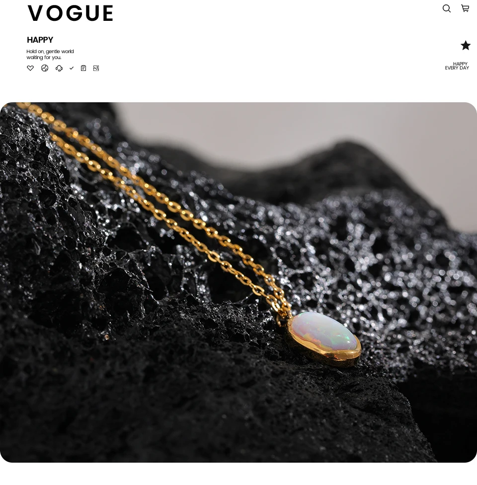 Yhpup Exquisite, stilvolle, verarbeitete Opalstein-Halskette, minimalistisch, klein, schick, Anhänger, 18 Karat vergoldet, Schmuck für Frauen, Geschenk – Detail 4