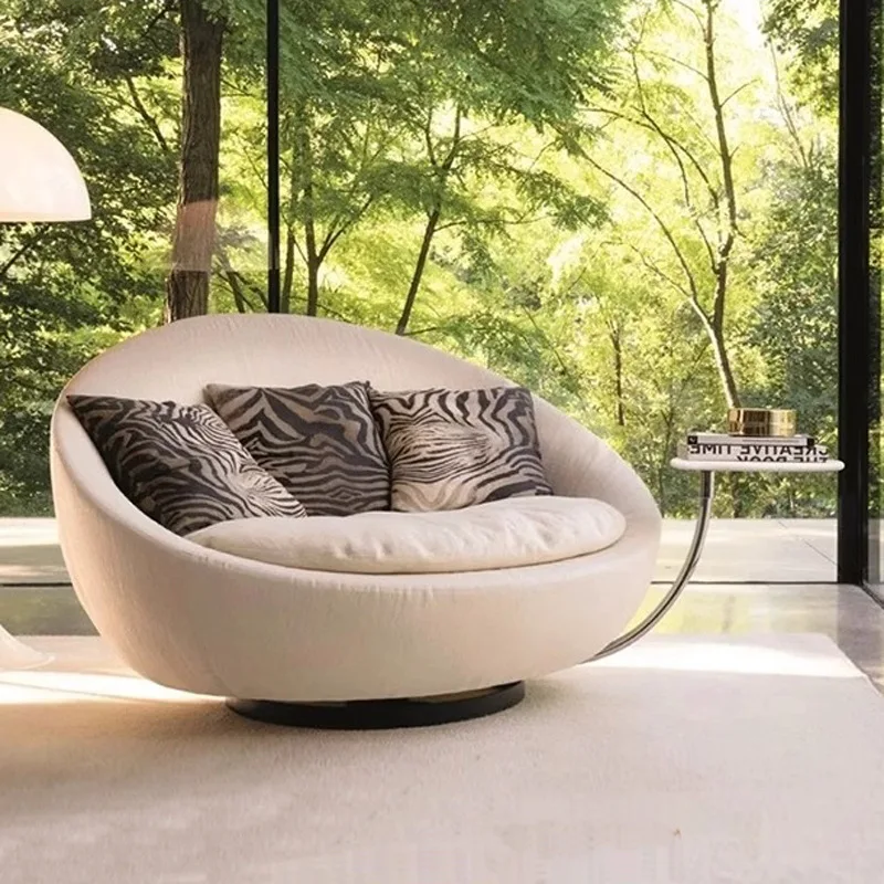 

Italian designer single sofa modern living room leisure chair round rotating sofa lazy sofa