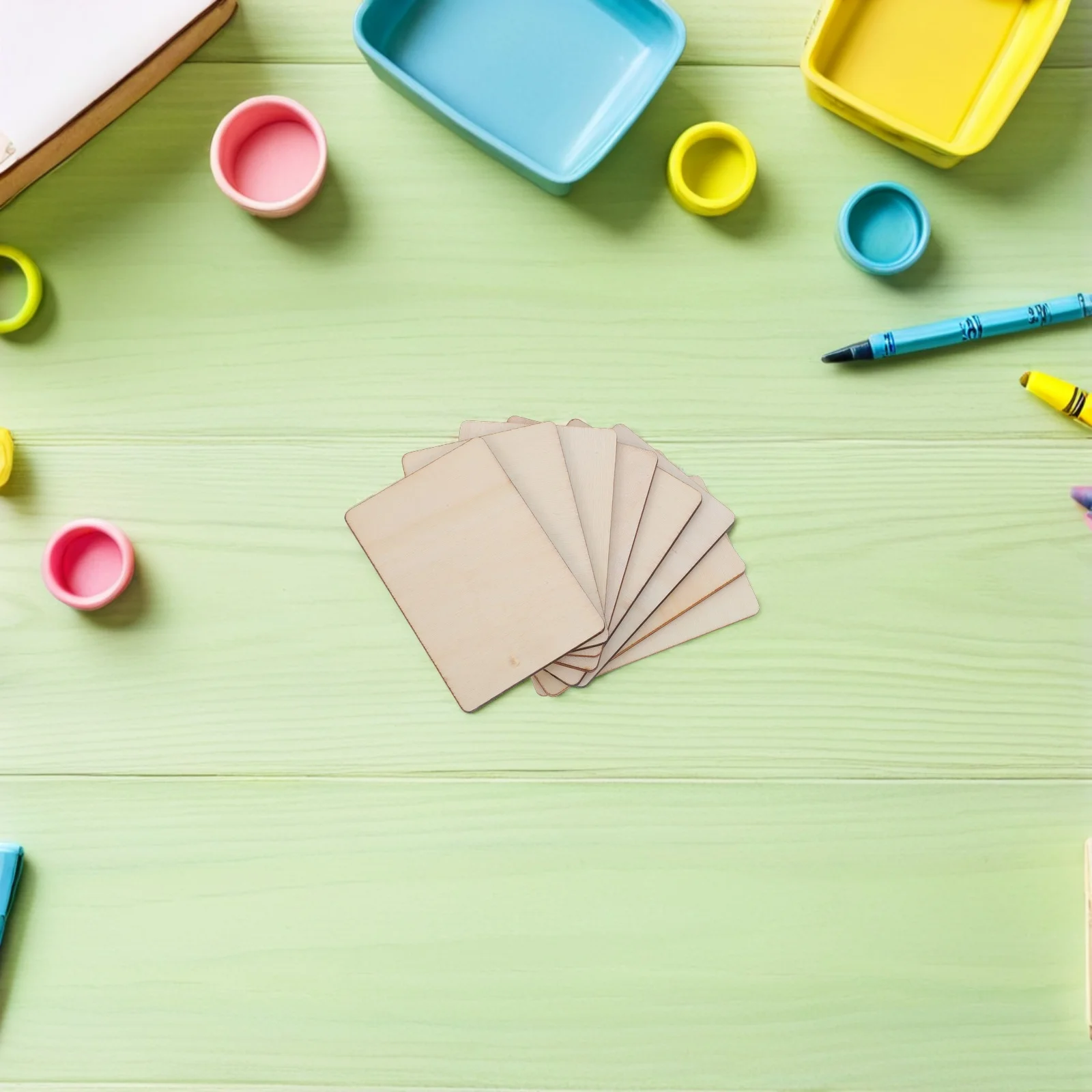 

100pcs Blank Wood Tiles For Crafts 3X2" Unfinished Natural Wooden Pieces 1/8" Thick Smooth Diy Painting Carving Projects Home