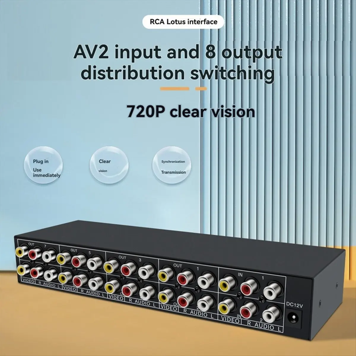 Goodprice AV Splitter 2 in 8 Out Composite Video RCA Splitter 8 Way 3 RCA Splitter Amplifier Distributor 2 in 8 Out Switcher Box
