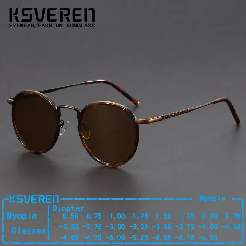 

Винтажные круглые солнцезащитные очки с линзами для близорукости, мужские модные тонированные очки для близорукости по рецепту, женские уличные солнцезащитные очки, новинка