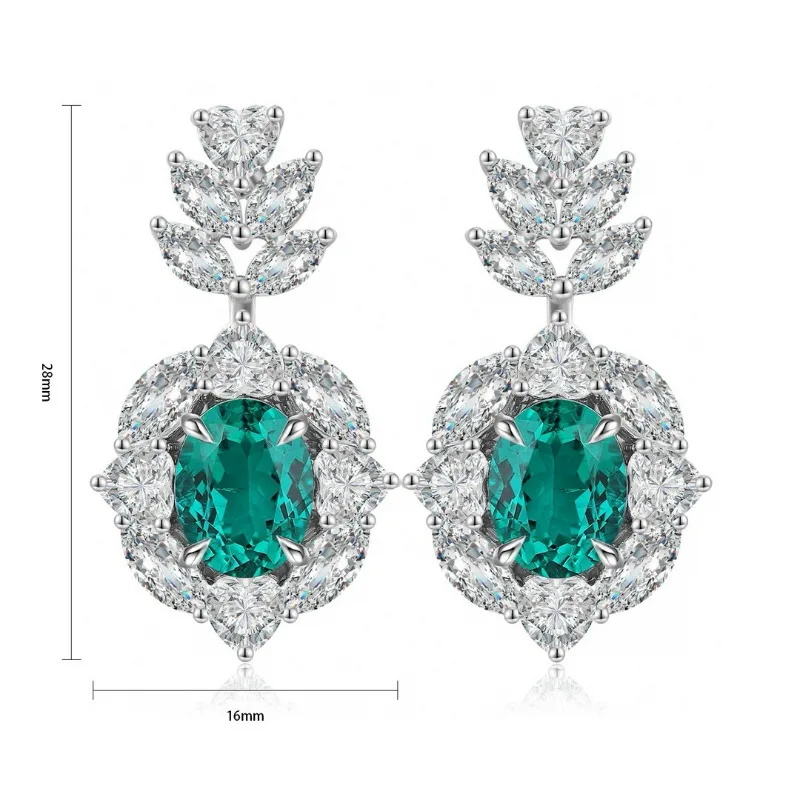 

Ruihe New Customize 925 Silver Oval Shape 3.59ct Lab Grown Emerald Gmestone Earrings Fine Jewelry for Women Gift Wedding Favor