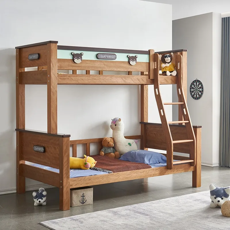 

Роскошная двухъярусная кровать из массива красного сандалового дерева для детей, современный дизайн, регулируемая, экологичная, комфортная, для спальни