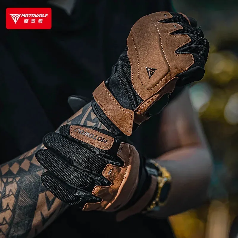 

Summer Mesh Cycling Motorcycle Gloves Moto Equipment Men's Retro Dirt Biker off road Glove Touch Screen Motorcycles Accessories