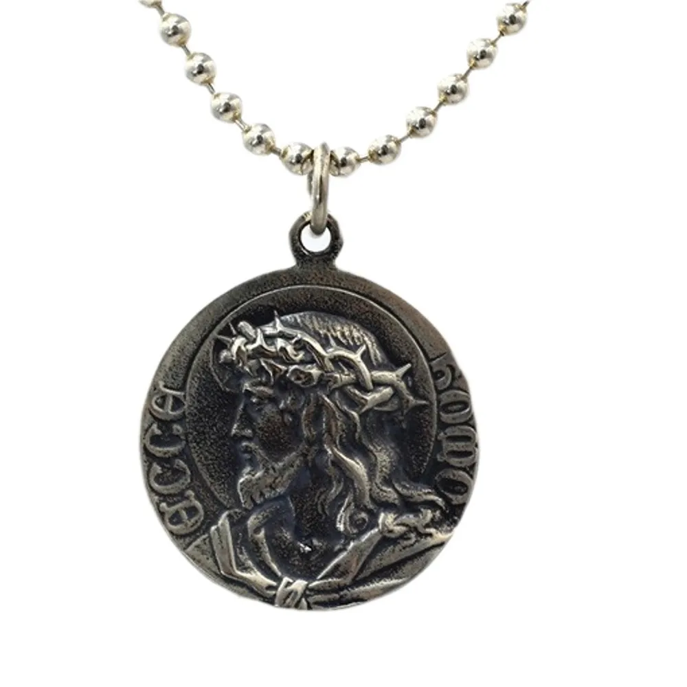 BOCAI New Original Catholic Virgin Mary Tag Solid S925 Pure Silver Handmade Vintage Jesus Man and Woman Round Pendant