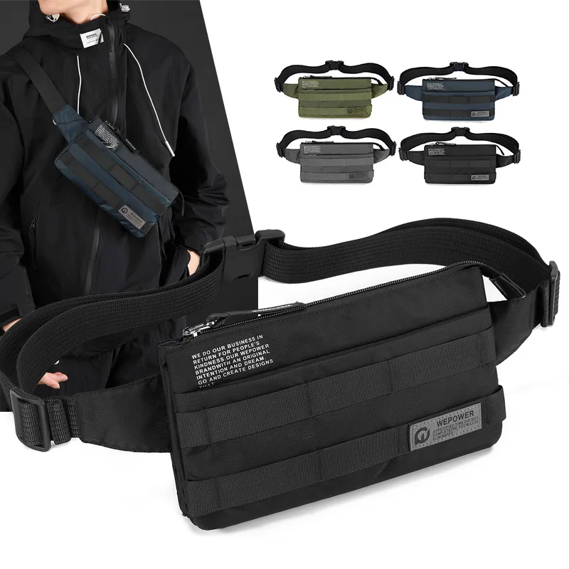 Ultra-light nylon fabric commuter small crossbody bag, lightweight wearable waist bag, water-resistant chest bag