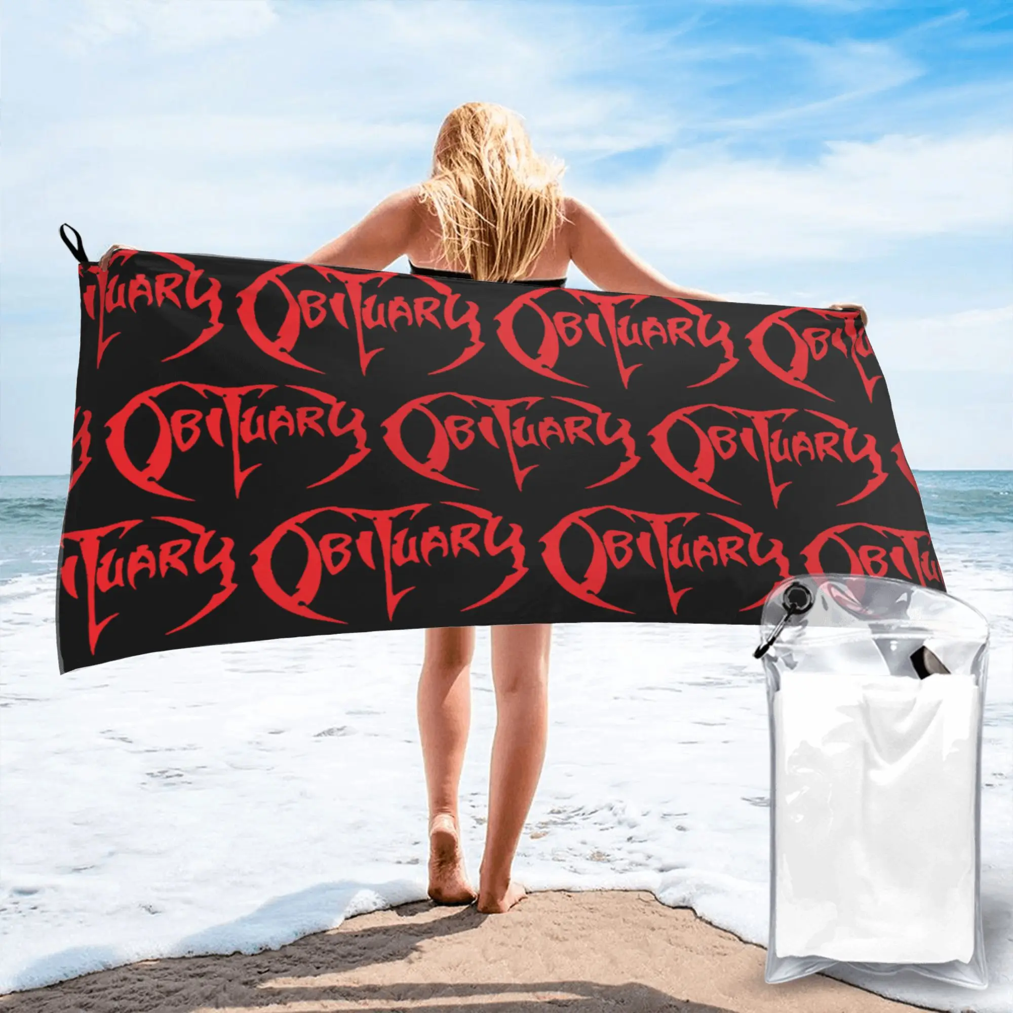 Adult Obituary Band Logo Death Metal Trucker Beach Towel Soft Microfiber Quick Dry Absorbent Quick Towels For Yoga