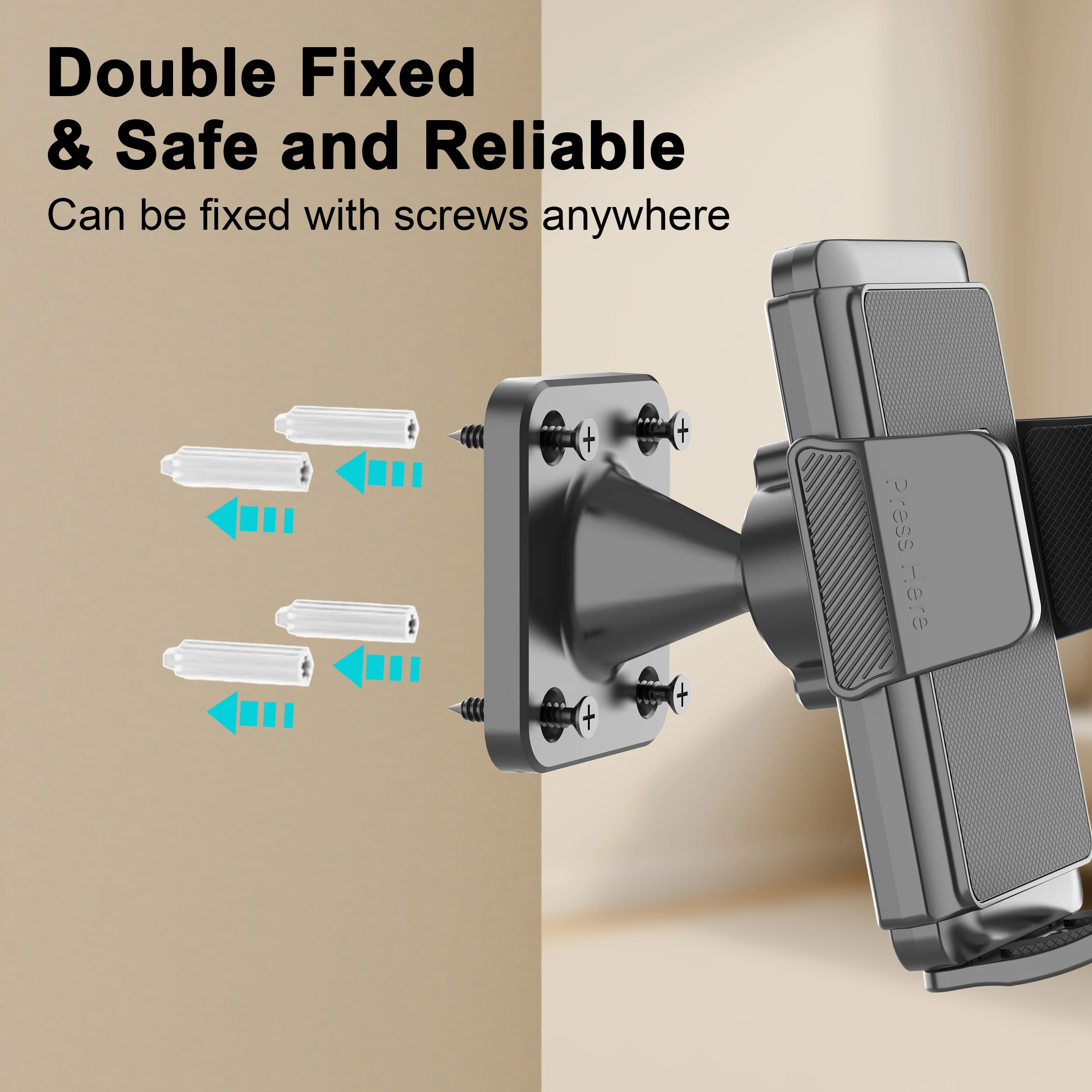 حامل هاتف مثبت على الحائط للشاحنة/السيارة/القارب/الجدار/المكتب، متوافق مع جميع الهواتف الذكية مع 3.5 ~ 7.5 بوصة، دوران حر 360 درجة #3