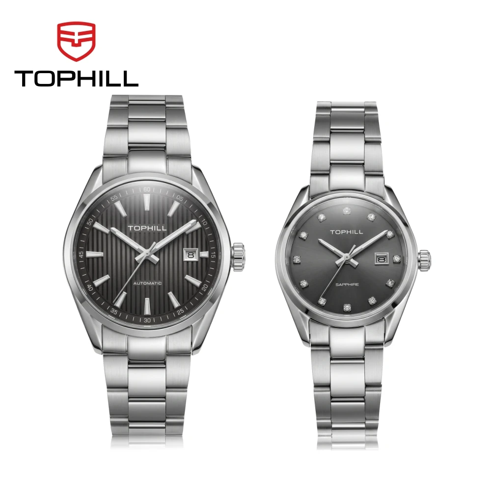 TOPHILL 40mm Miyota 8215 Mechanical Wristwatch 29mm GL12 Quartz Watch Couple 3H Date Zircon Waterproof Luminous Reloj TA062G/L