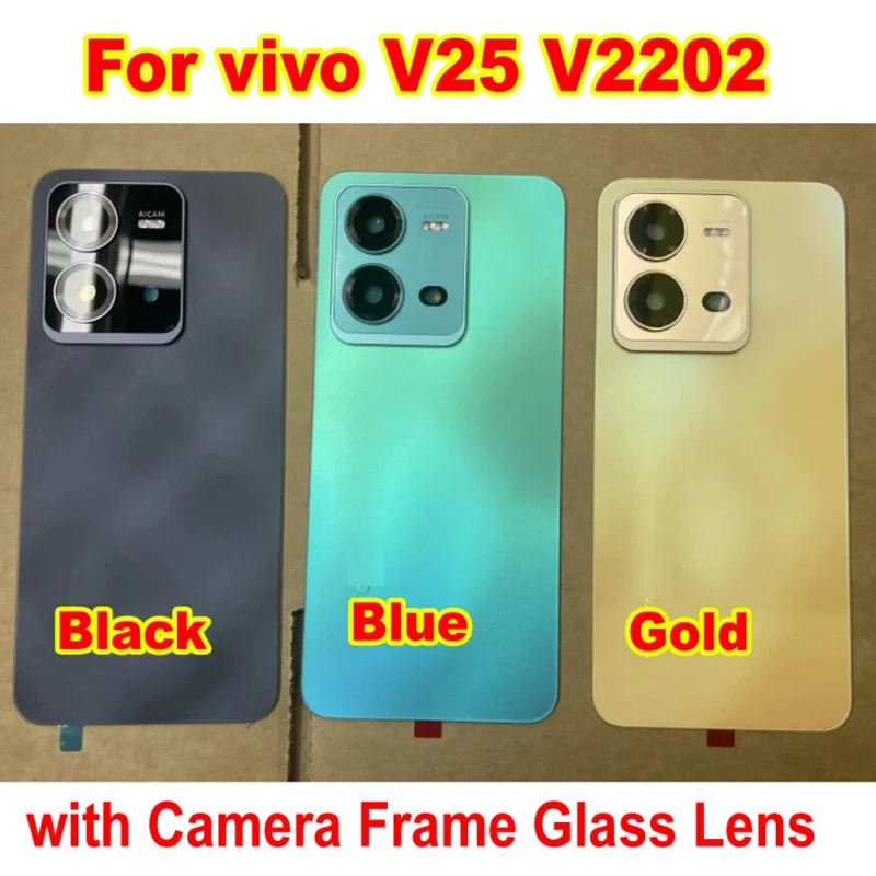 Battery Back Cover For vivo V25 V2202 Rear Lid Door Housing Case with Adhesive   Camera Frame Glass Lens  LTPro Shell