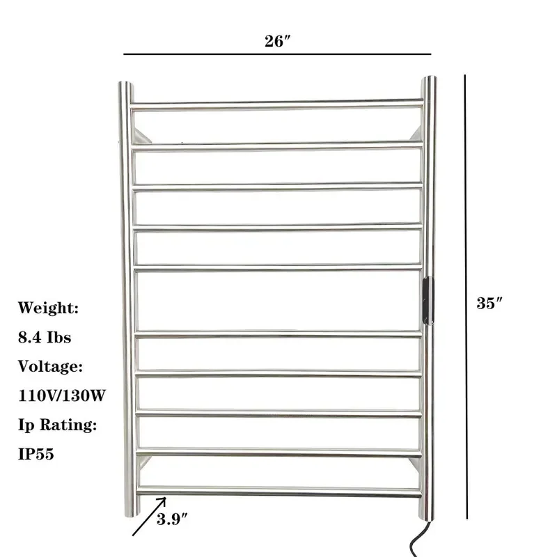 Smart Electric Towel Rack Bathroom Heated Drying Rail Constant Temperature Sterilization Wall Mounted Storage Holder for Home
