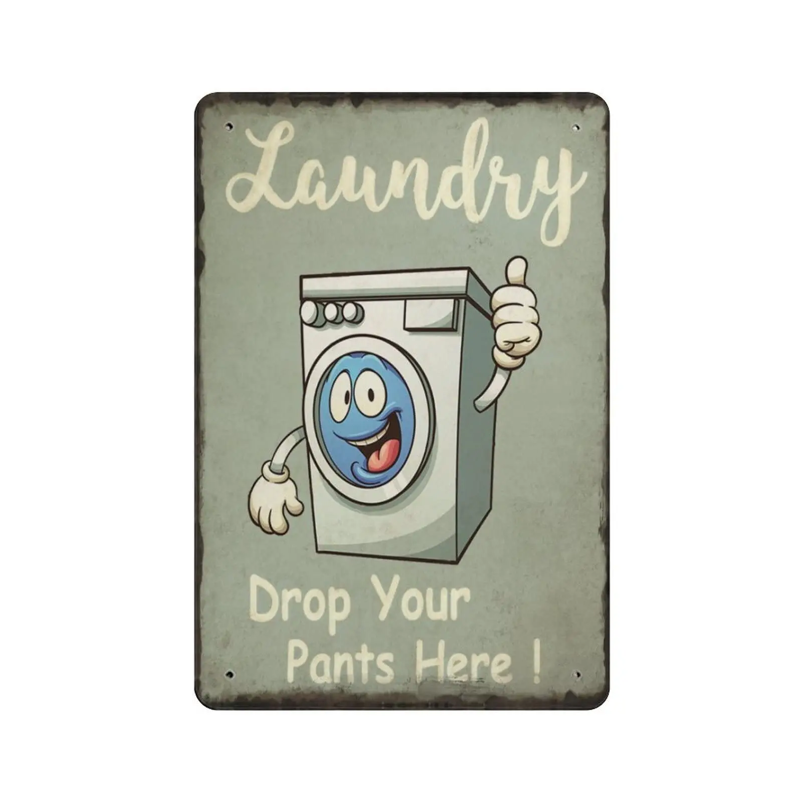 Laundry Tin Sign,Drop Your Pants Here Vintage Metal Tin Signs for Cafes Bars Shop Wall Decorative Funny Retro Signs