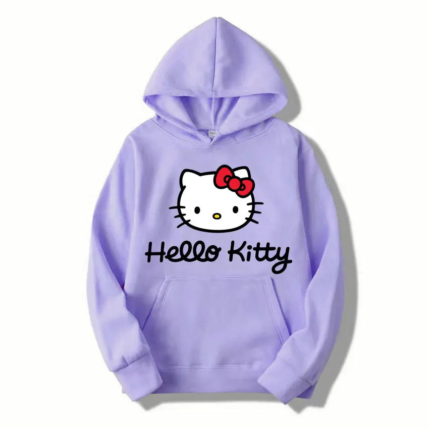 2024 New Fashion Women Hoodie Hello Kitty Cartoon Anime Men Sweatshirt Spring Autumn Pink Kawaii Woman Oversized Pullover