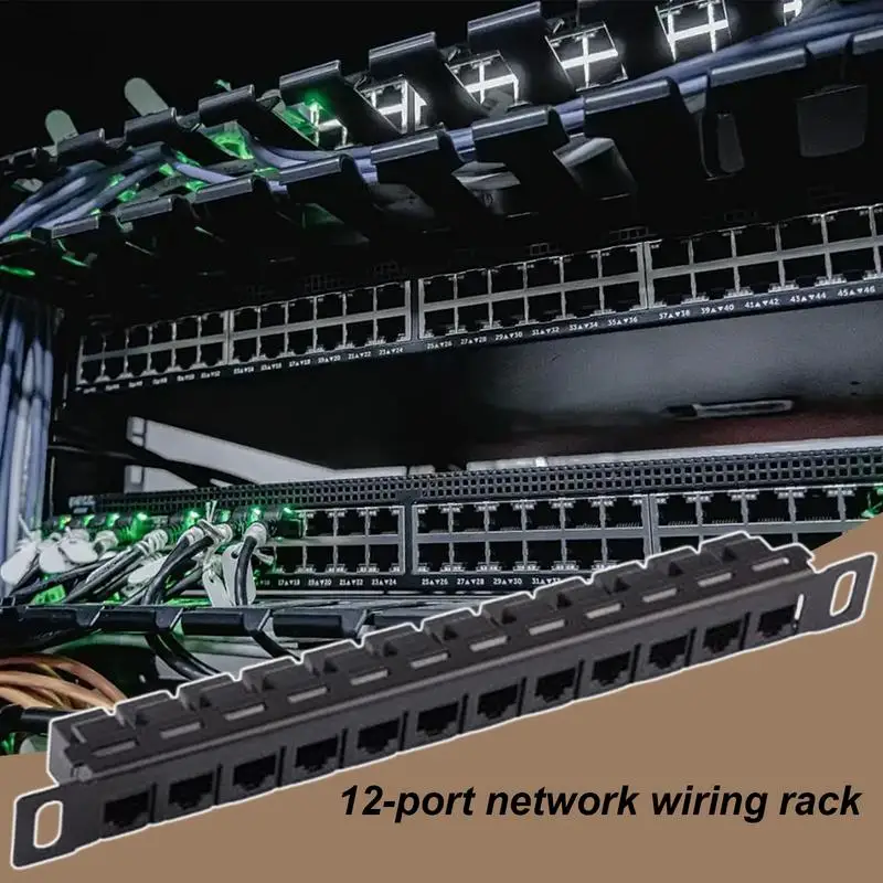 12-Port-Patchpanel-Netzwerk-Kabel-Organizer-Rack, ungeschirmtes Cat5e/Cat6-Kabel-Verkabelungsregal für Kabelmanagement-Ständer