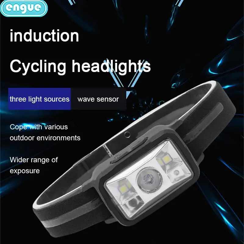 ENGUE Induction Headlamp New Strong Light Outdoor Headlight Head Mounted USB Charging Night Outdoor Camping Fishing Headlight