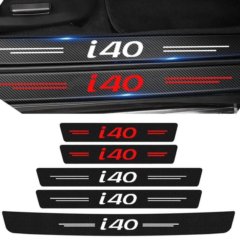 For Hyundai i40 Emblem Car Styling Door Sill Scuff Plate Protector Stickers Rear Trunk Threshold Anti Scratch Strips Decals