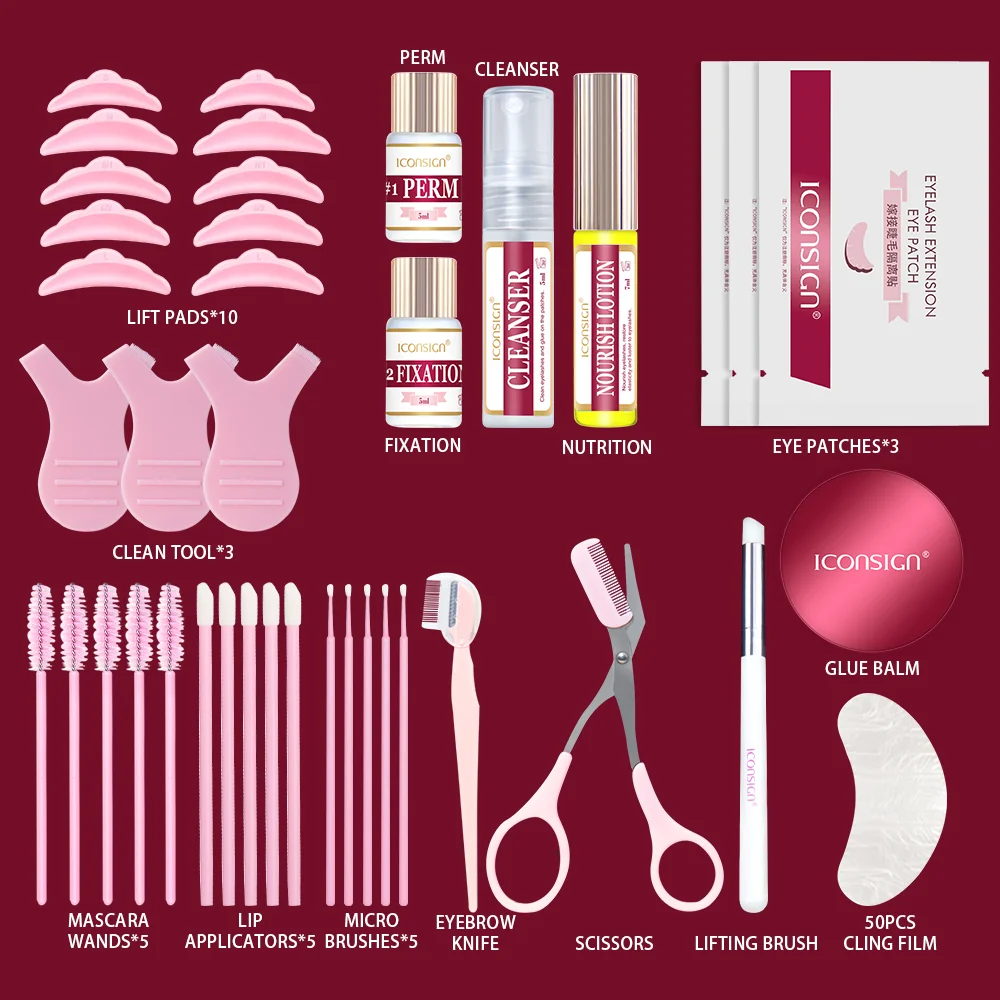 ICONSIGN 2IN1 Professional Fast Perming LASH & BROW Liftng Kit ยาวนาน 6-8 สัปดาห์มาสคาร่ายกขนตา Enhancer เครื่องมือแต่งหน้า