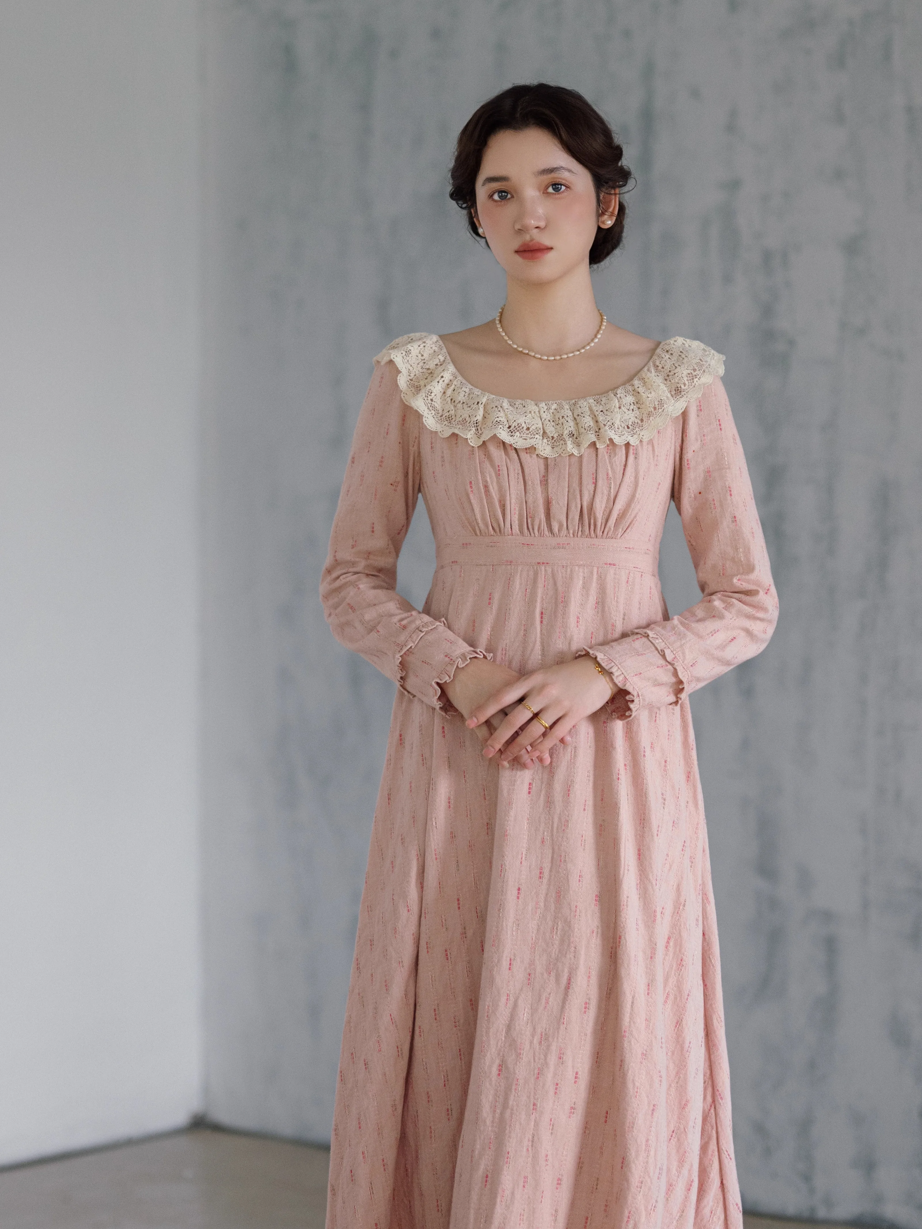 TIYIHAILEY Spring Au Women 100% Cotton Dress Full Sleeve Long Maxi Ladies S-XL Vintage High Waist 2025 New O Neck Lace Patchwork
