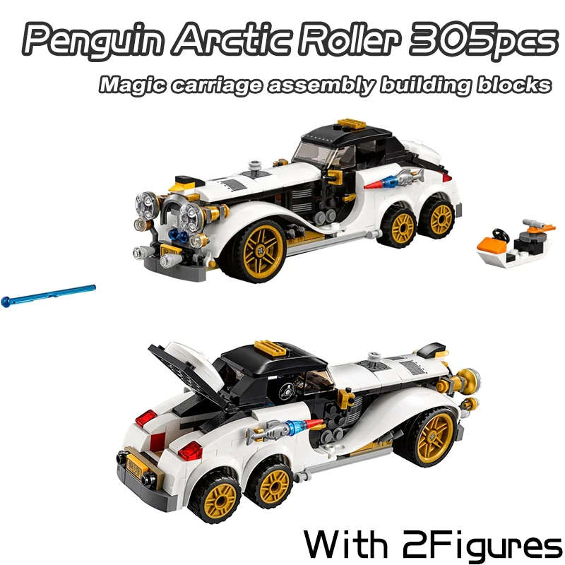 305pcs Super Heroes Series Penguin Arctic Roller Building Blocks Batmobile Bat Chariot Bricks Toys For Boys Birthday Gifts 7128