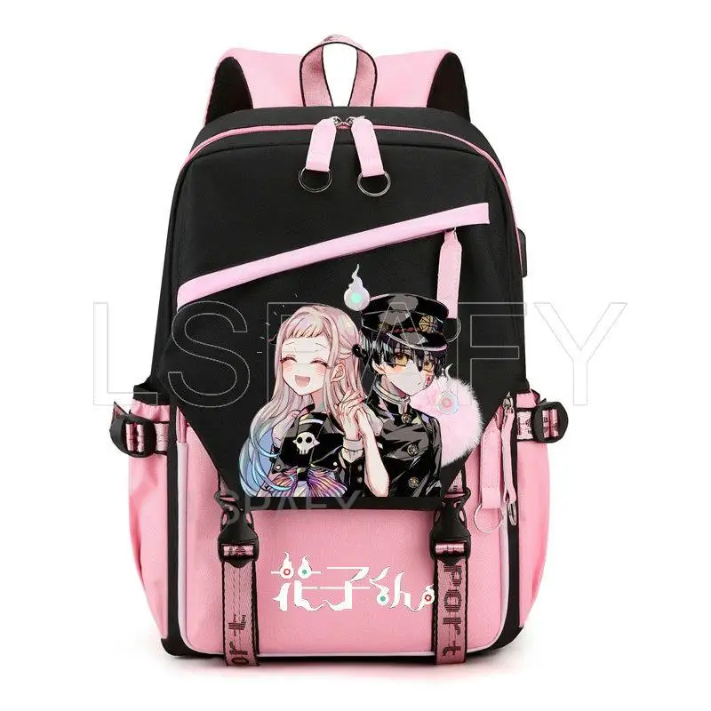 Anime Toilet-Bound Hanako-Kun USB Girl Backpack School Book Bags Women Men Travel Bags Laptop Headphone Port Mochila