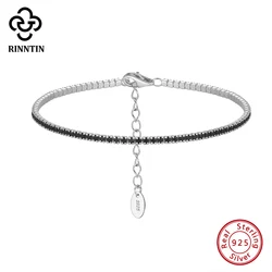 Rinntin Brilliant Tennis bracciale 925 Sterling Silver 1.5mm Bazel Setting zircone per le donne Luxury Chain bracciale Jewelry SB190