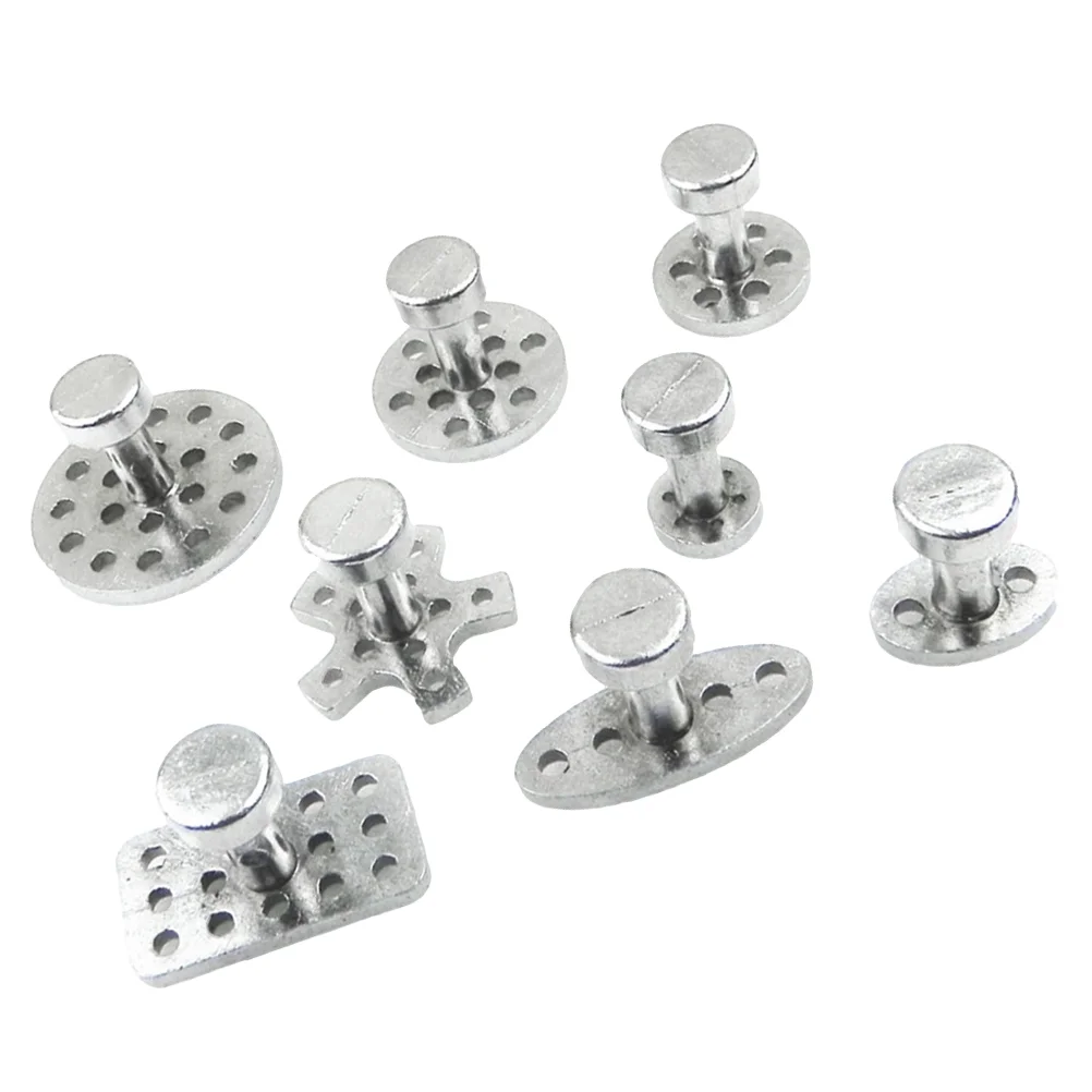 8PCS Zinc Alloy Pull Buckle Set Puller Gasket Dent Repair Sucker Car Depression Repair Tool Striker Accessories (Silver)