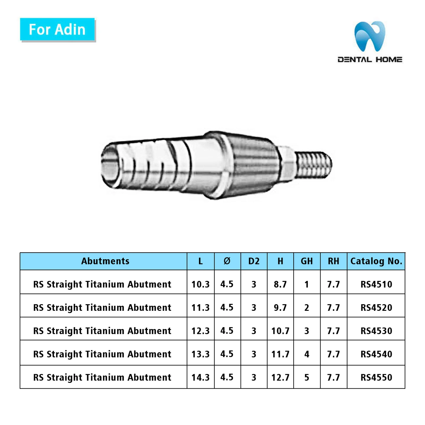 For Adin Straight 0  Abutment Titanium Grade 5 Medical Surgical Tools Dental Implant Accessories