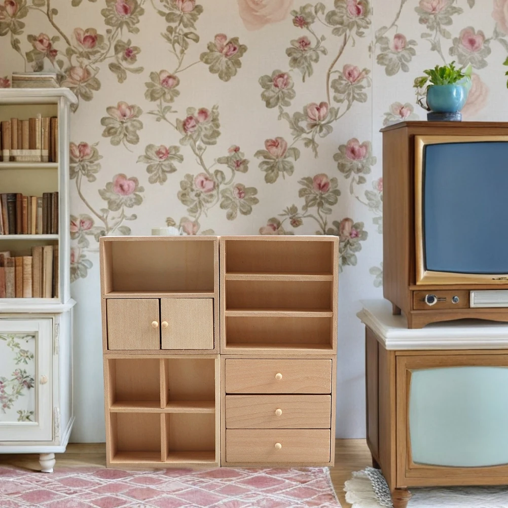 

4 шт. миниатюрные деревянные шкафы, реалистичная мебель для кукольного домика «сделай сам», качество массива дерева, незавершенное для индивидуальной настройки, универсальное использование