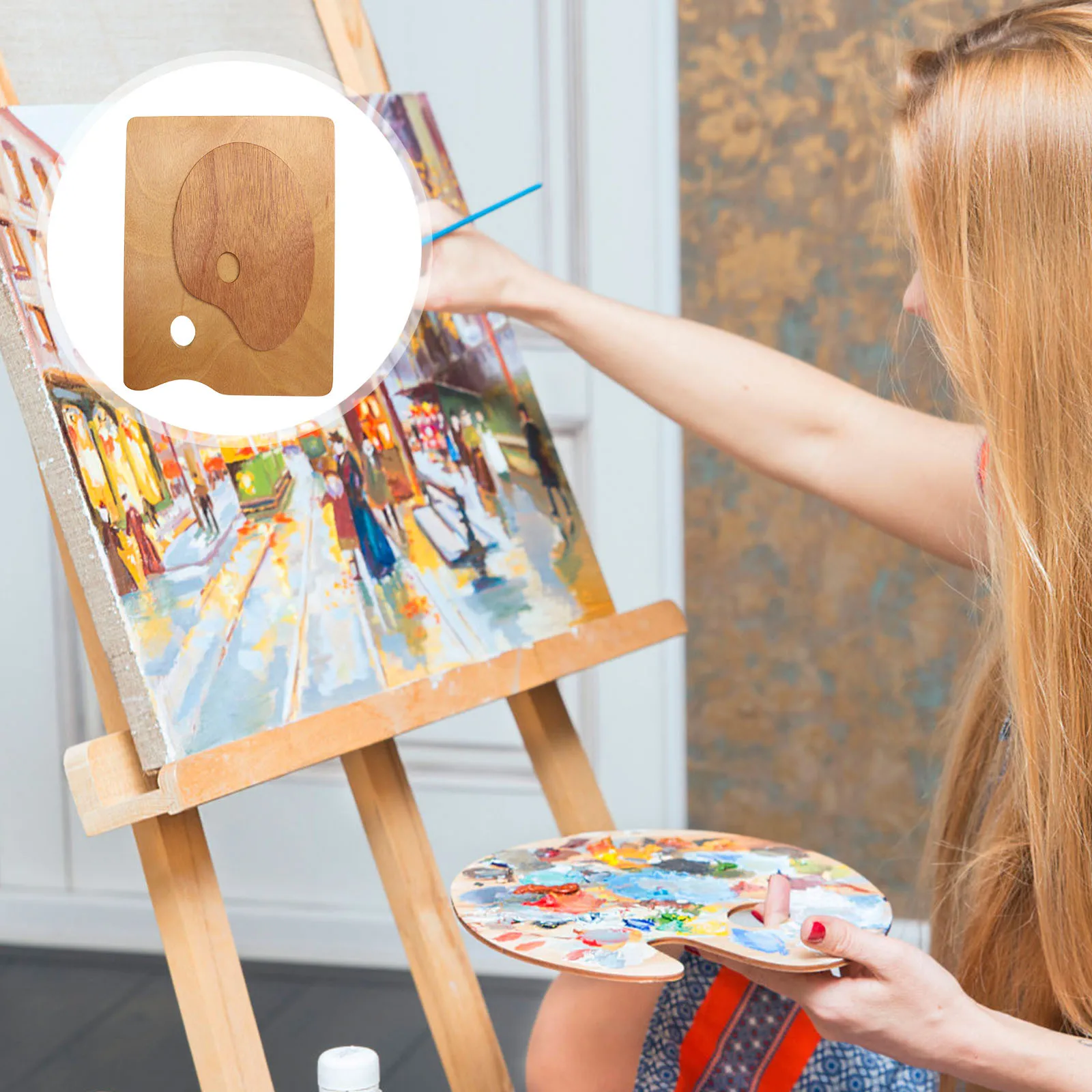 

2pcs Wooden Color Mixing Board Lightweight Durable Painting Tray For Watercolor Acrylic Oil Use Art Tools For Kids Adults