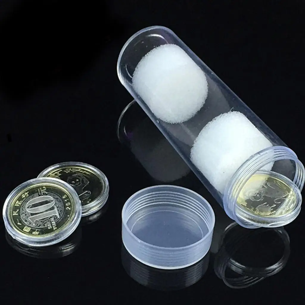 

10Pcs 25mm Plastic Portable Tube Holder Clear Round Cases Coin Storage Box