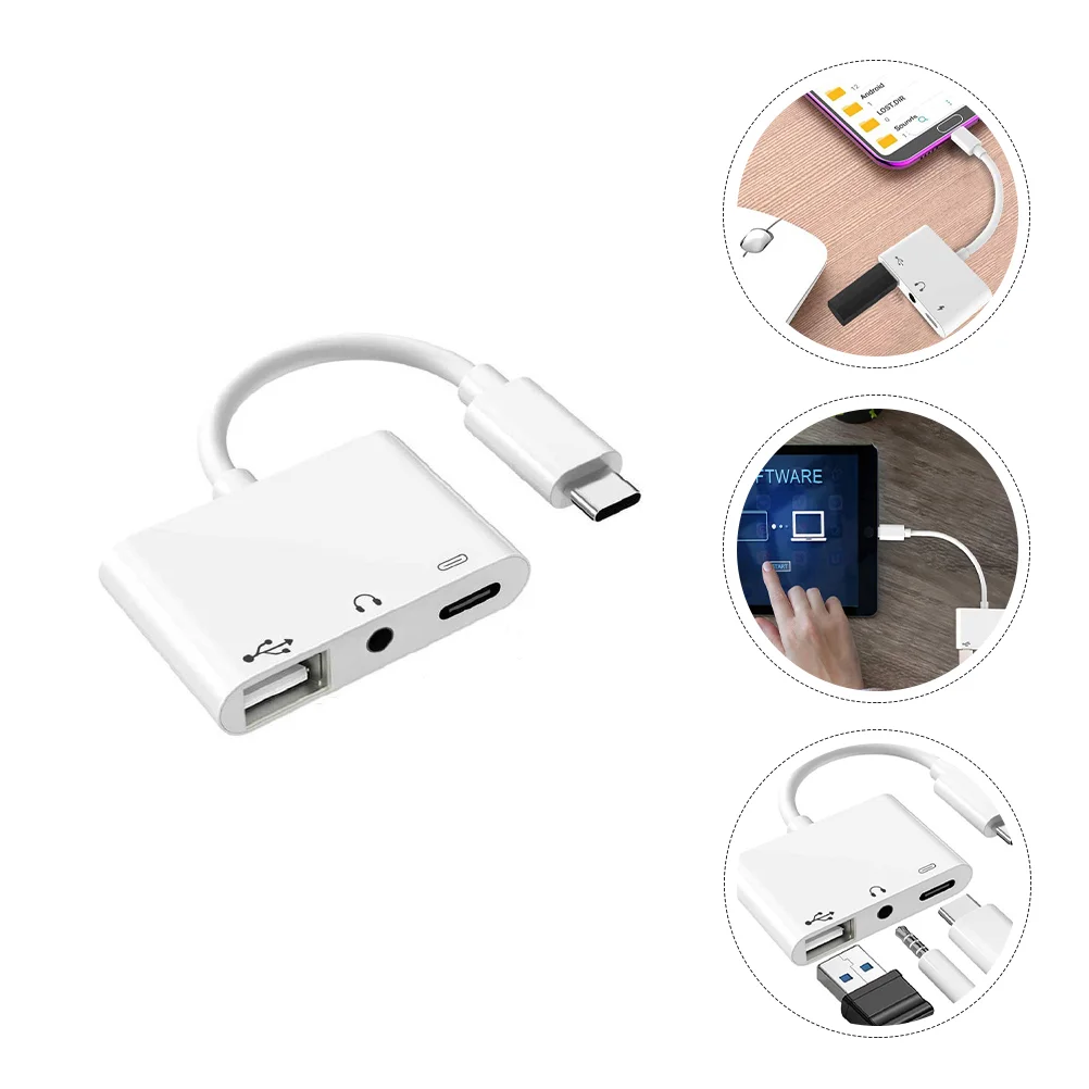 3 -in-1 Typec Adapter Headphone USB Earphone Multi-functional Type-C Portable Laptops Charge