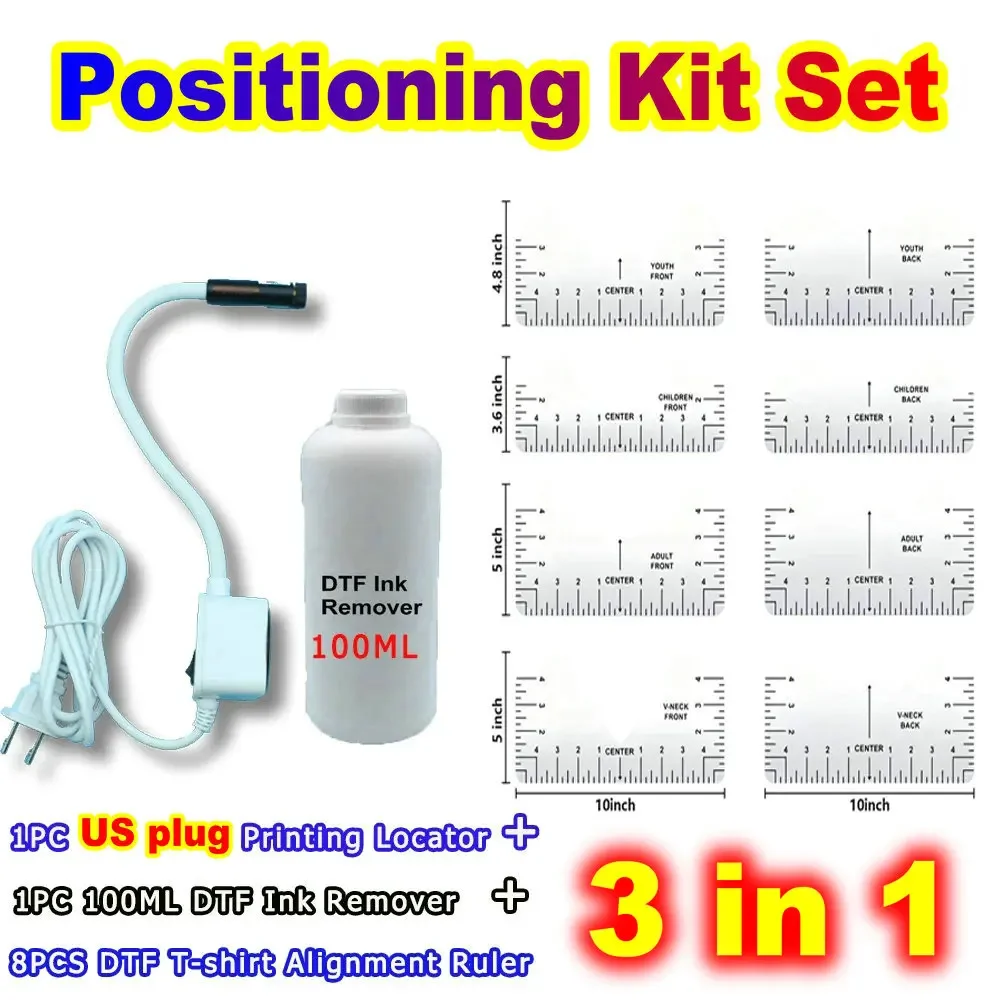 

DTF Print Film Kit Set DTF Printing Press Laser Positioner Locator Infrared 8 PCS T-shirt Alignment Ruler Printing Cleaner Tools