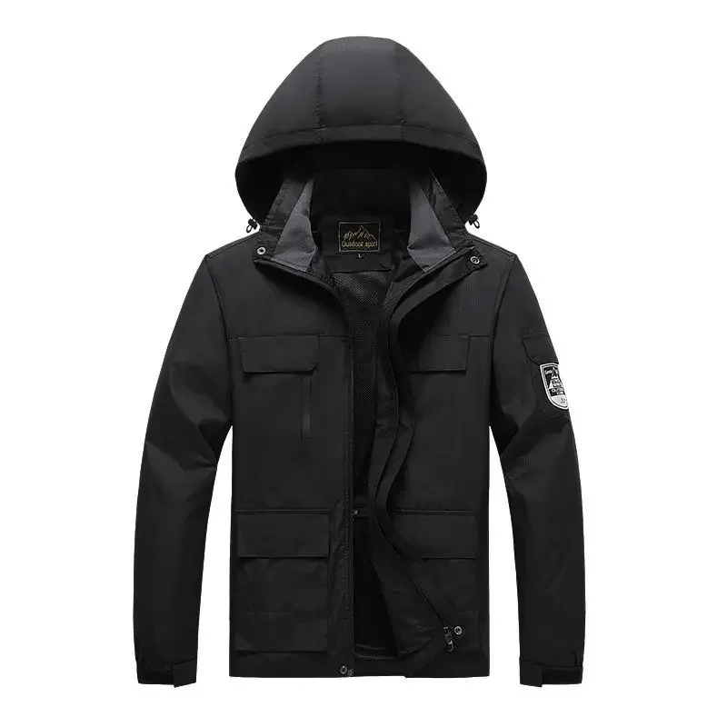 Coupe-vent imperméable à capuche pour homme, veste d'extérieur, manteau de sport, escalade sur le terrain, vêtements d'extérieur, grande taille, 5XL, 6XL, 7XL, 8XL