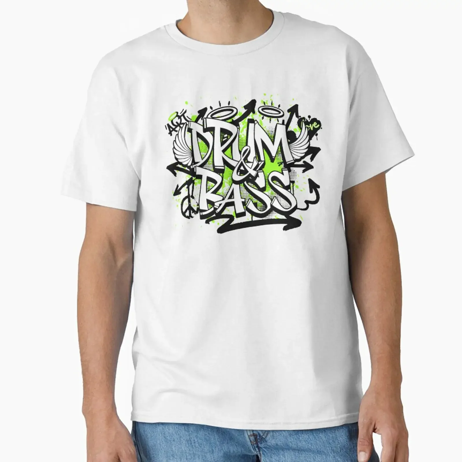 DRUM AND BASS Graffiti Steez lime black Classic T Shirt vintage Washed Comfortable designer clothes Breathable homme Soft