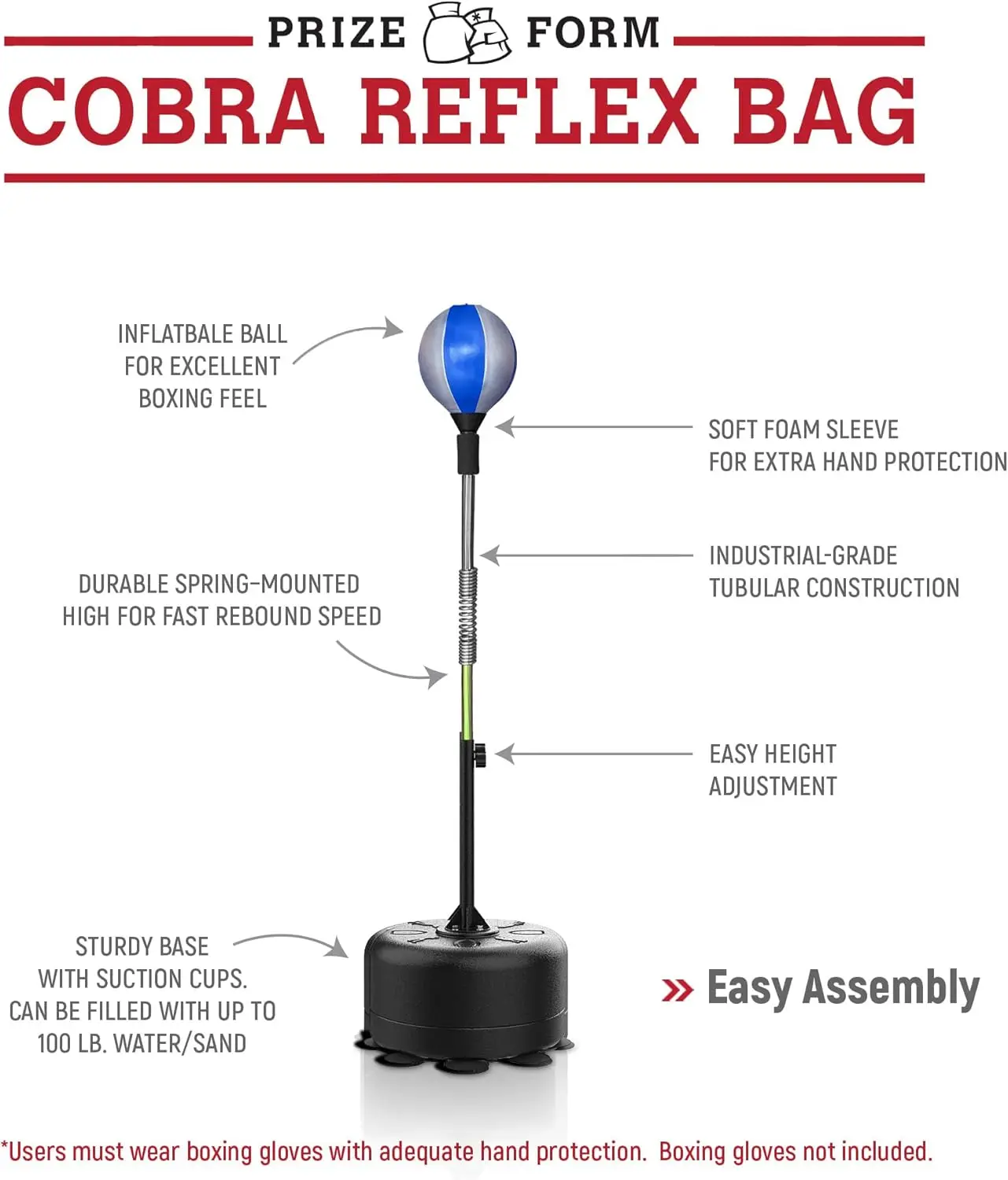 Cobra Reflex Bag, Punching Bag with Stand Adult and Teens, Advanced Home Gym Boxing Equipment