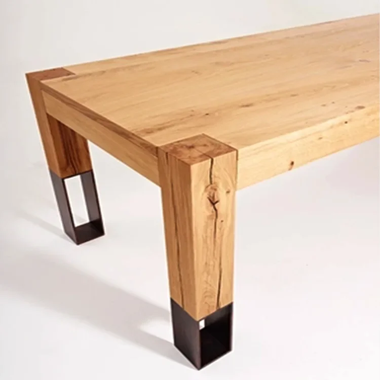 Creative solid wood wrought iron combination industrial style restaurant Nordic log long table