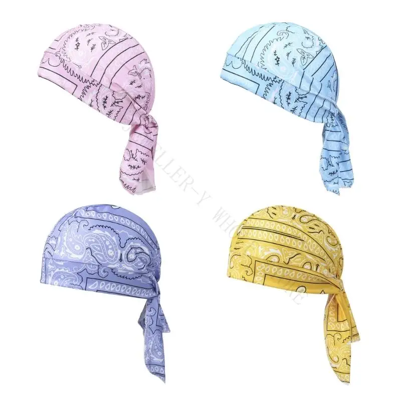 R7UF 4Pcs Wear Resistant Cashew Design Workout Headbands Moisture Wicking Cap For Fitness Cycling