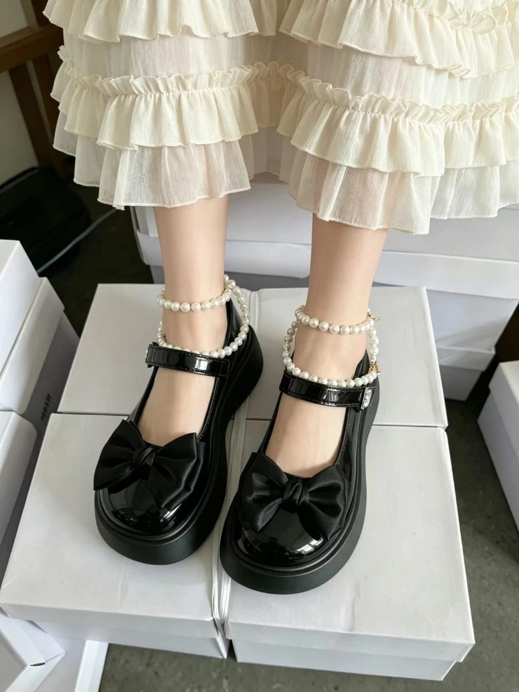 2026 Neueste Mode Schleifenknoten Mary Jane Schuhe Mädchen Japanischer Anime-Stil College-Studenten Casual Kleid-Pumps Leicht Atmungsaktiv